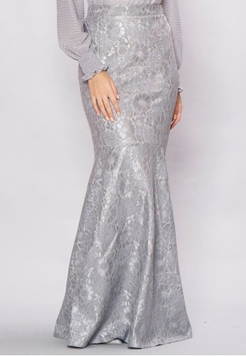 Silver long skirt online clearance