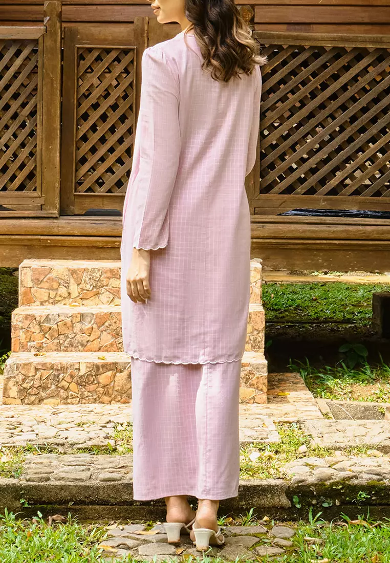 PREMIUM COTTON Norisa Blouse & Skirt - Pink Check