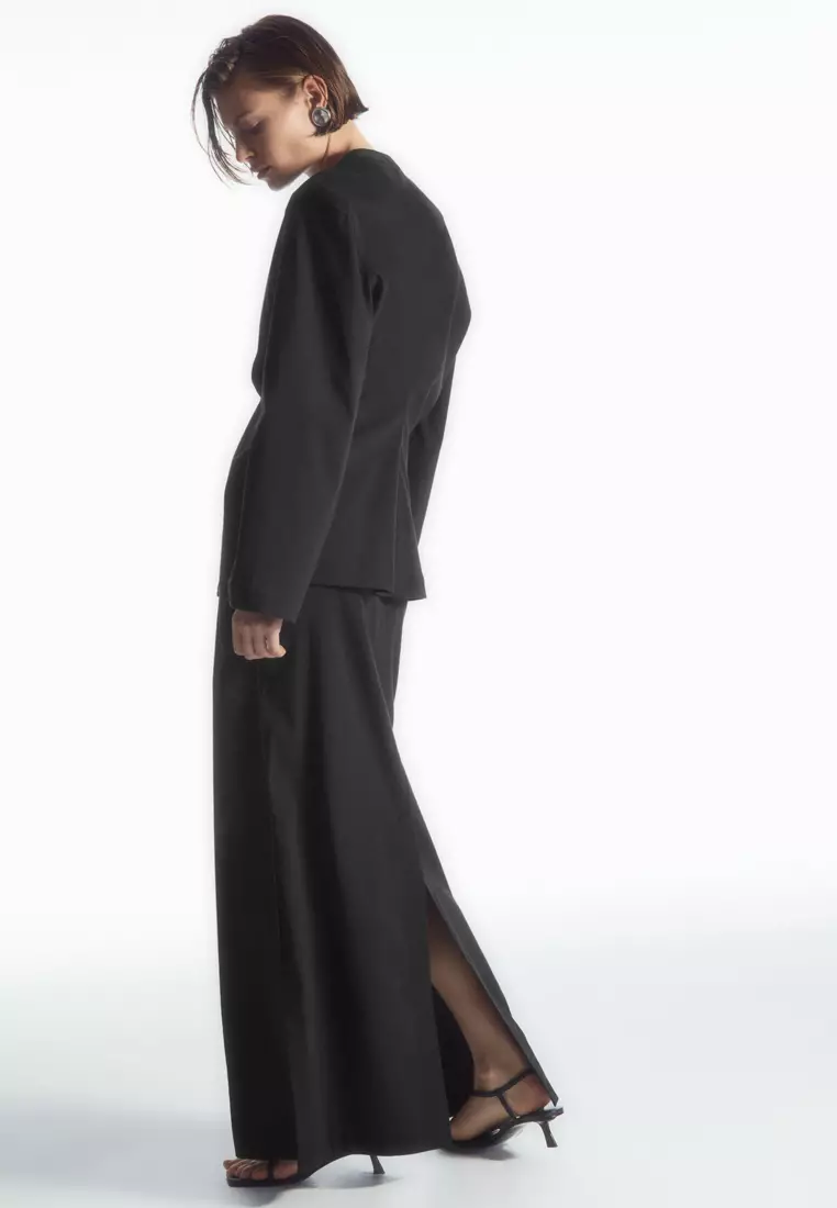 Tailored Linen-Blend Maxi Skirt