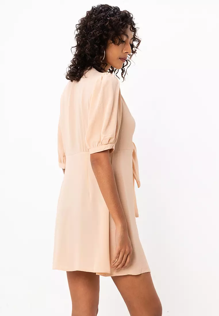 Tie Front Button Through Mini Dress