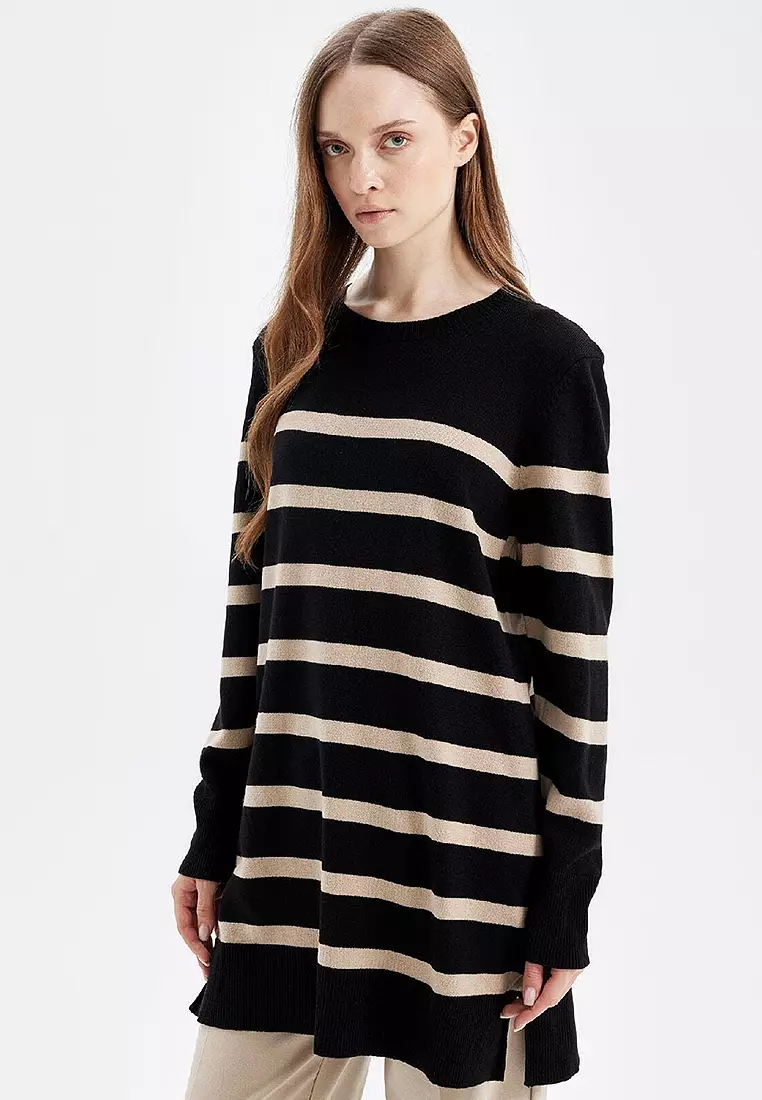 Jual DeFacto Modest Striped Tunic Sweatshirt Original 2025