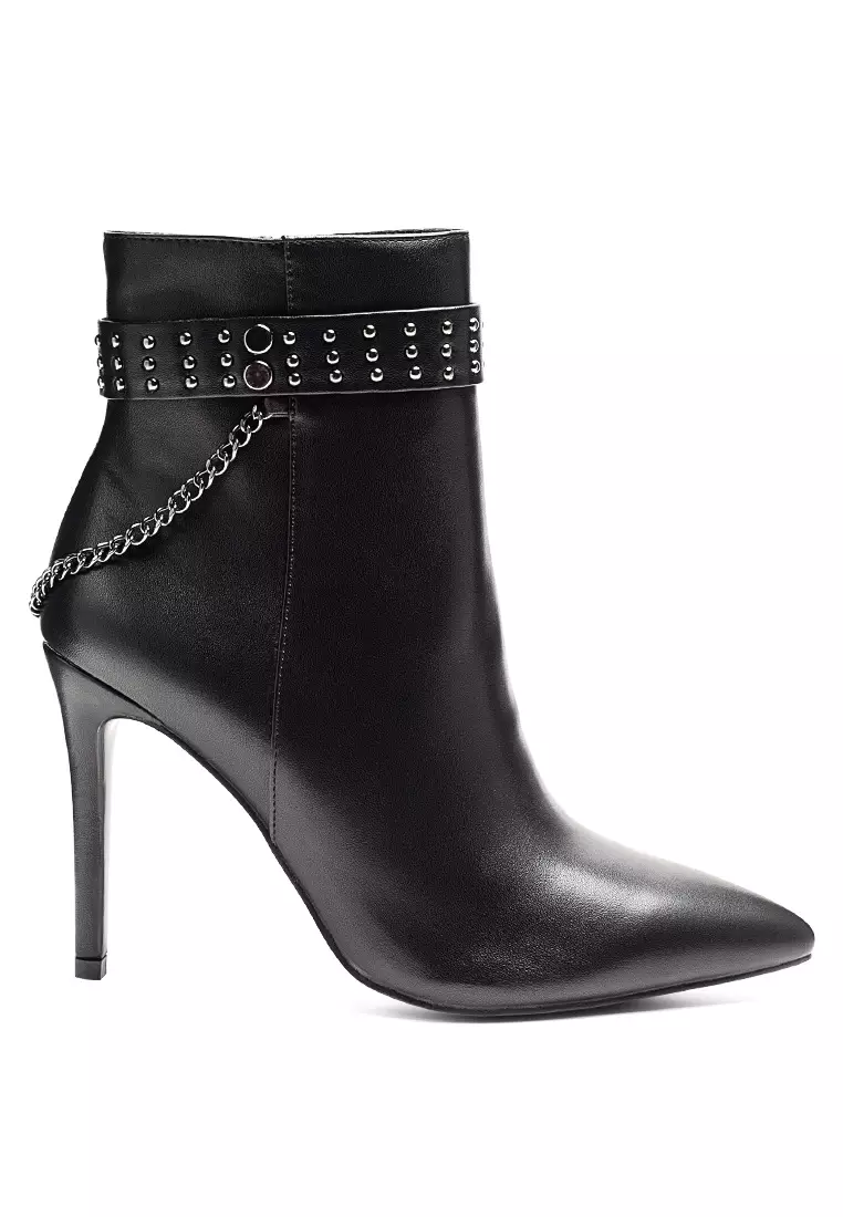 Discount on London Rag  shoes - SKU: Faux Leather Stud Strap Detail Stiletto Boot In White