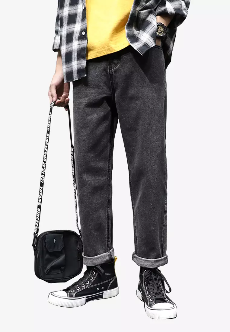 Mens cropped clearance jeans black