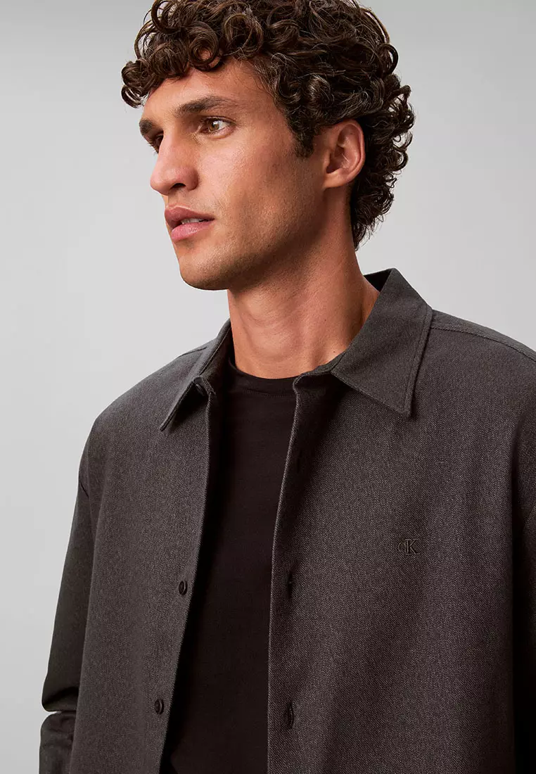 混色法蘭絨寬鬆鈕扣恤衫 - Calvin Klein Jeans