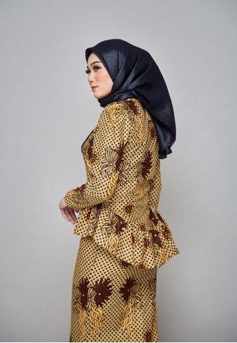 Buy CHYARA 3.0 - Batik Peplum Inara for Lady from ROSSA COLLECTIONS in Orange and Yellow at Zalora
