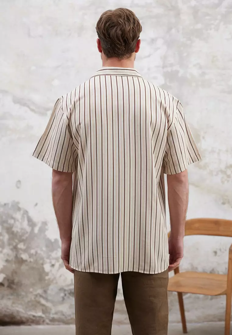 Ecru Oversize Fit Linen Blend Loose Fit Shirt TMNSS25GO00060
