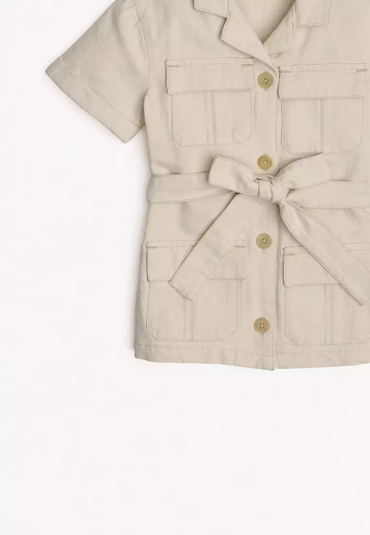 Girls Shorts Sleeves Safari Shirt Jacket