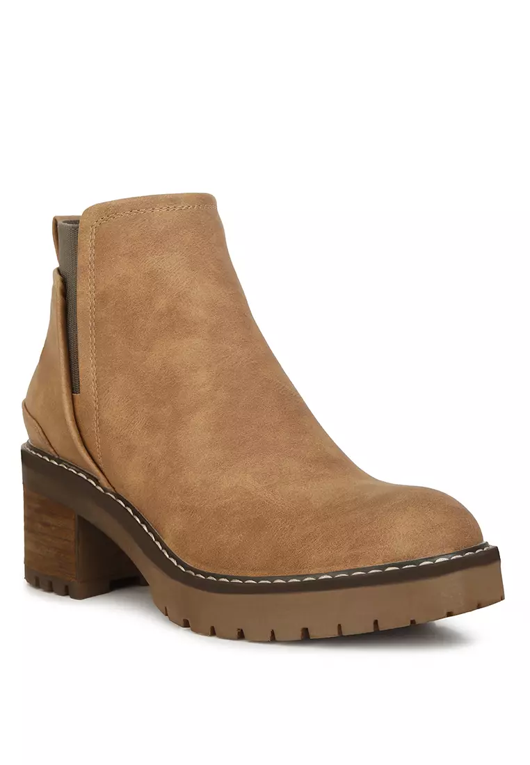 Leather Chelsea Boot Dirty Laundry Levi Block Heel Sun Stone Kandy