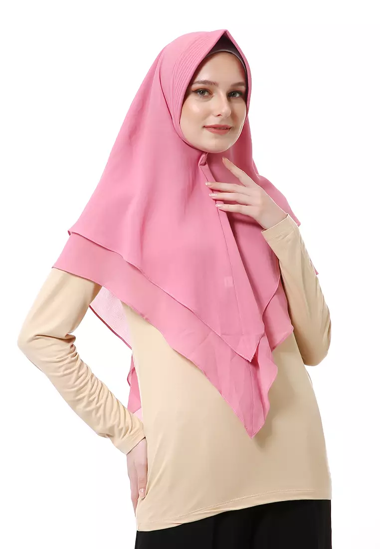 Putri Jilbab Muslimah Wanita Motif Polos Relaxed Fit High Quality Premium - Flaminggo