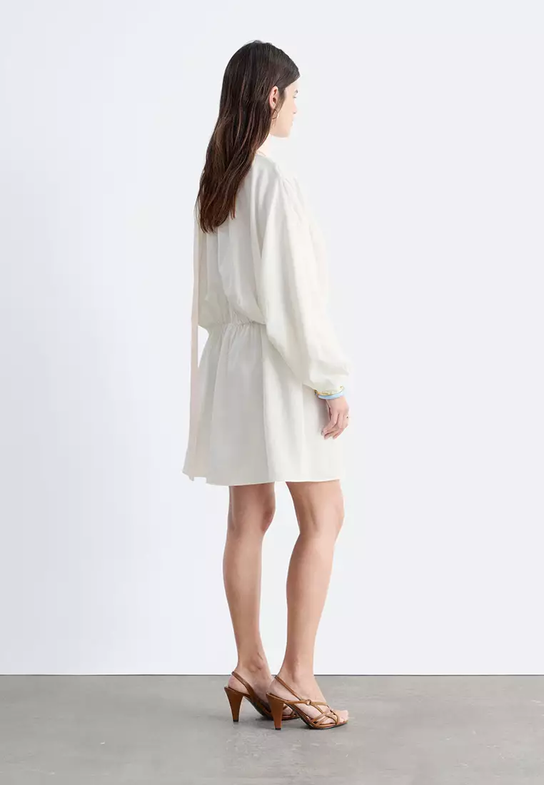 Scarf-Detail Wrap Mini Dress