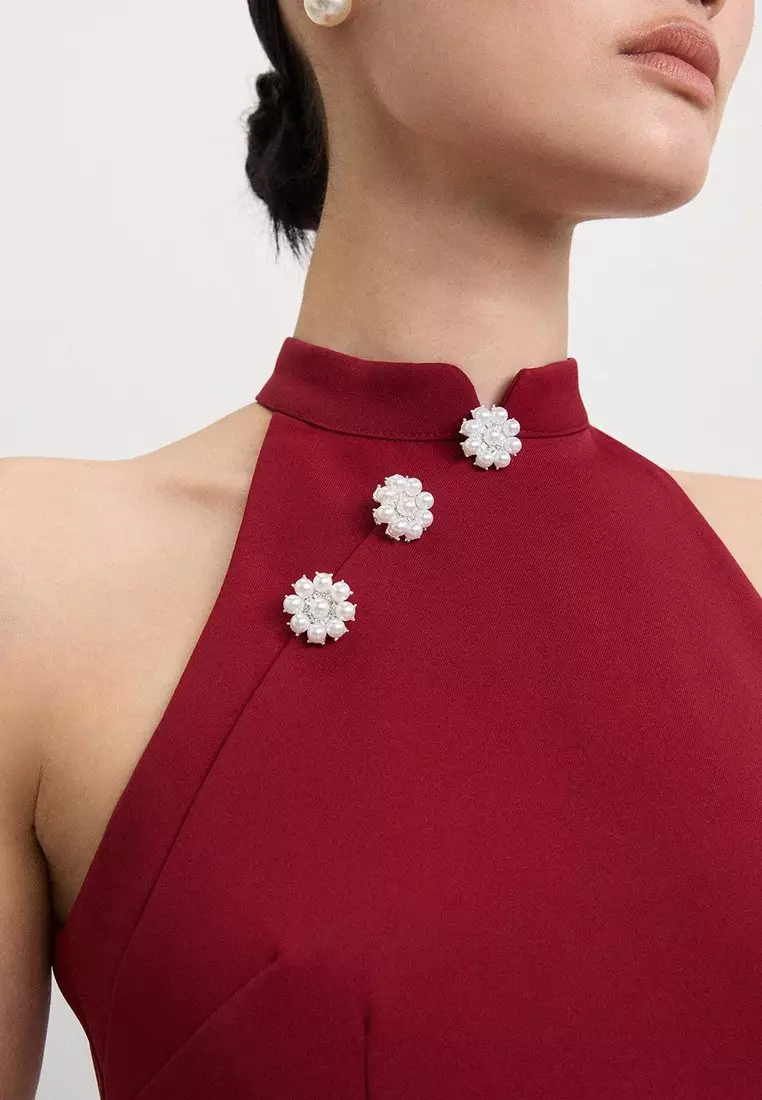 Asymmetrical Halter Top - Red