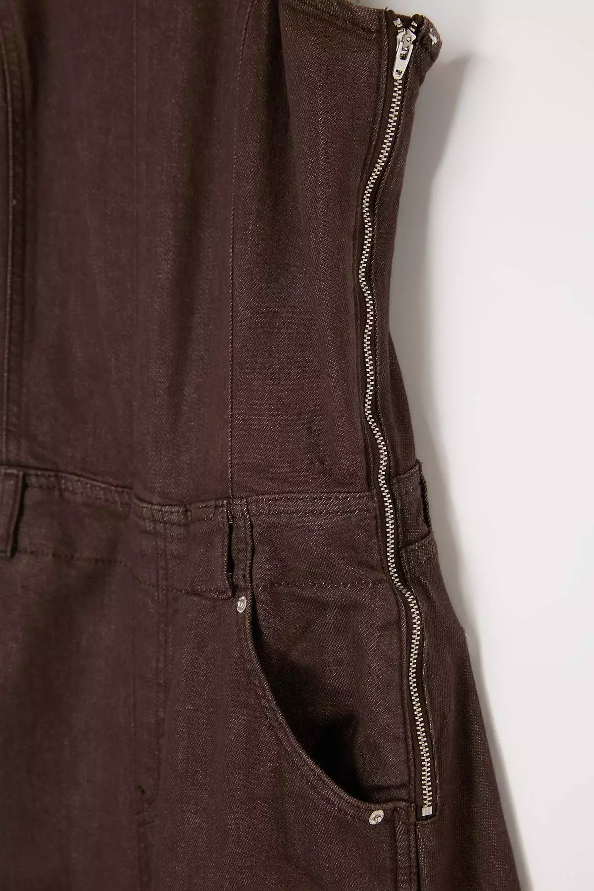 Brown Strappy Az Stretchy Baggy Fit Denim Jumpsuit Twoss26Tu1