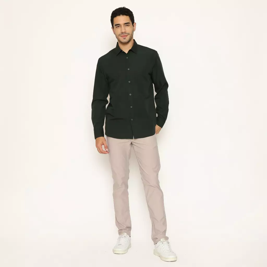 AMK Kemeja Basic Pria Lengan Panjang SHS GINJIRO L/S Green