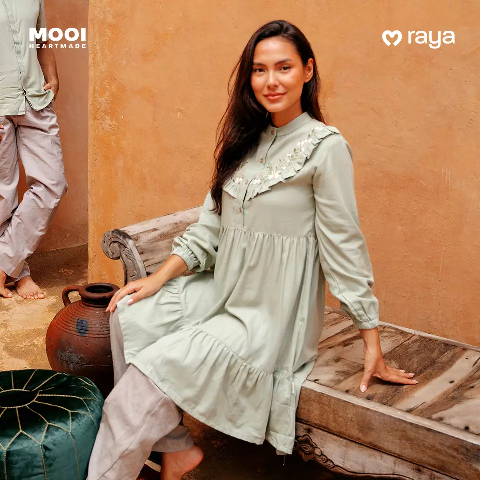 Mooi Tunik Wanita Atasan Wanita Raya Collection Yaseera Tunic - Classic Blue