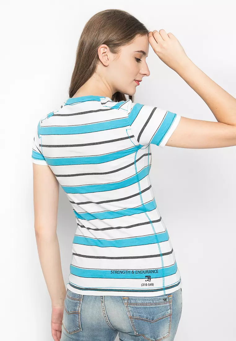 LGS - Kaos Wanita - Motif Salur - Warna Biru LTS.520.O834M.095.C