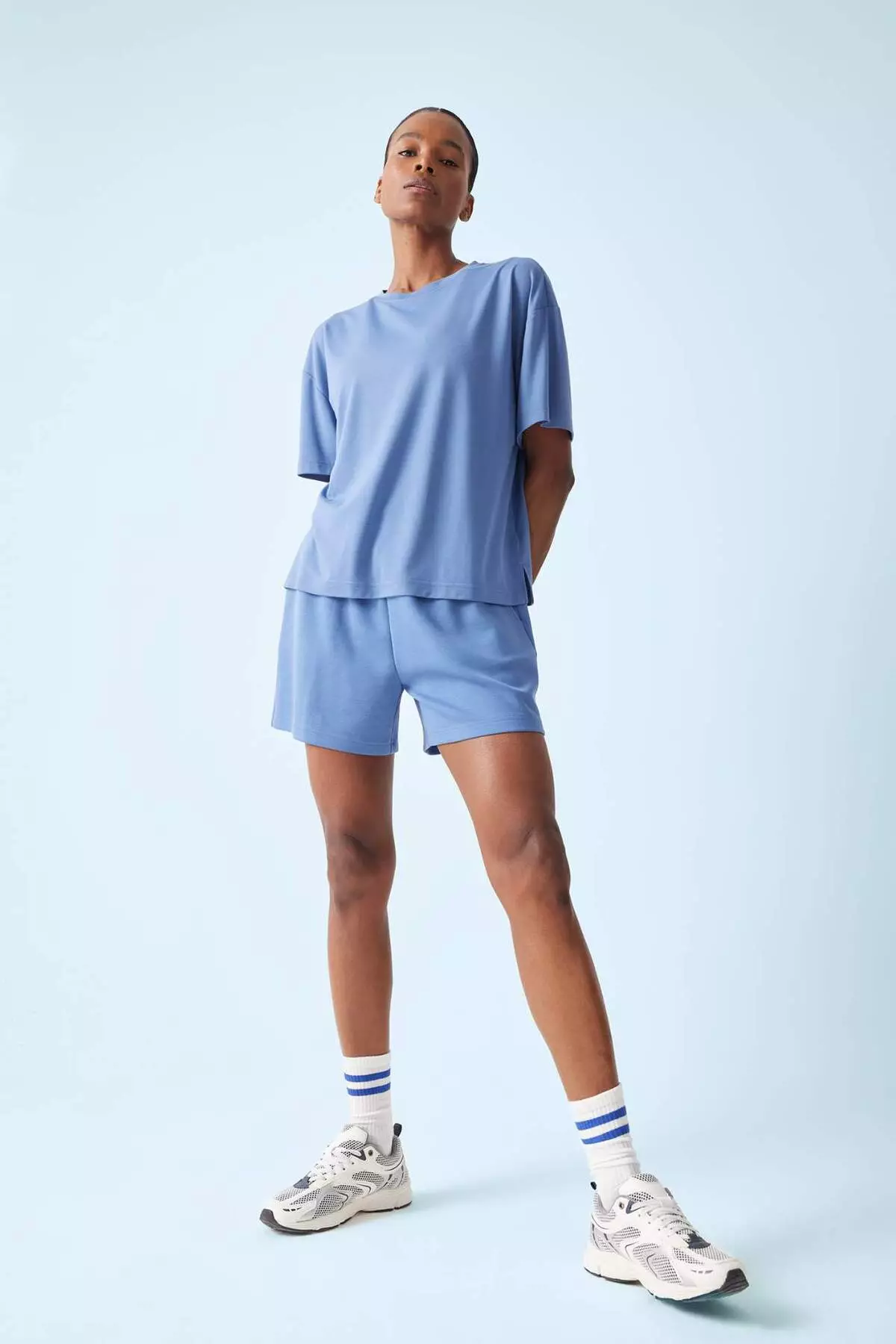 Defactofit Oversize Wide Fit Crew Neck Modal Short Sleeve T-Shirt E2932Ax25Sm