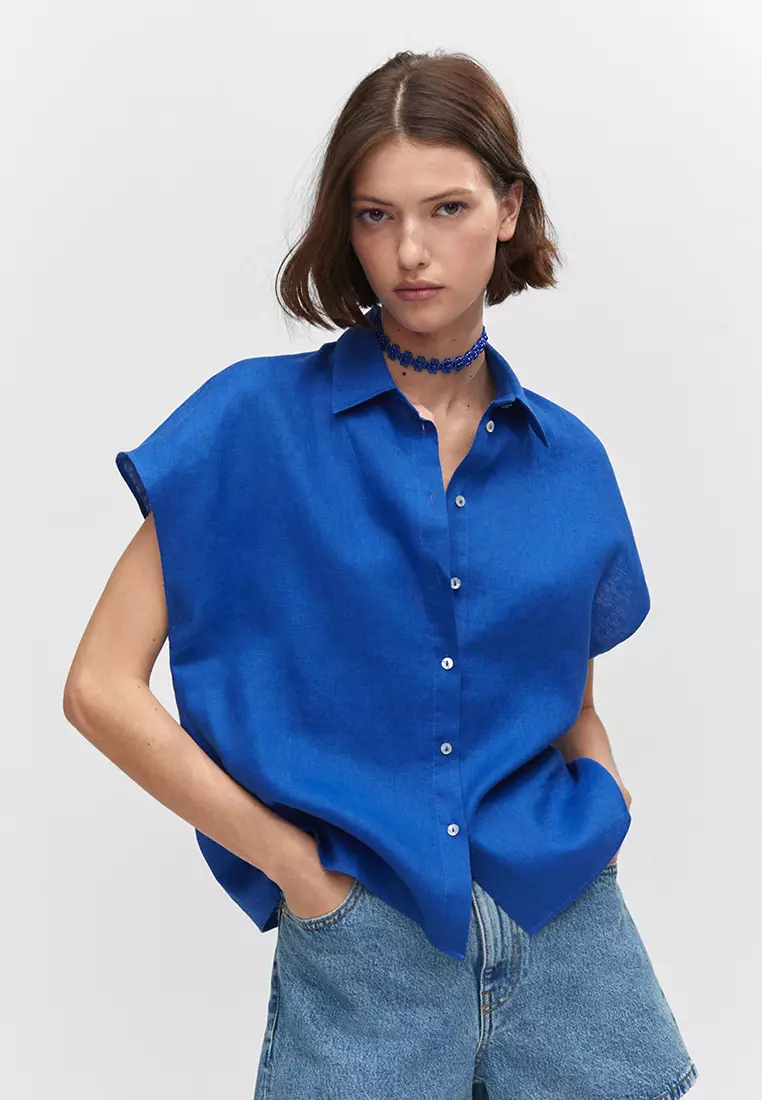 MANGO Short-Sleeved Denim Shirt