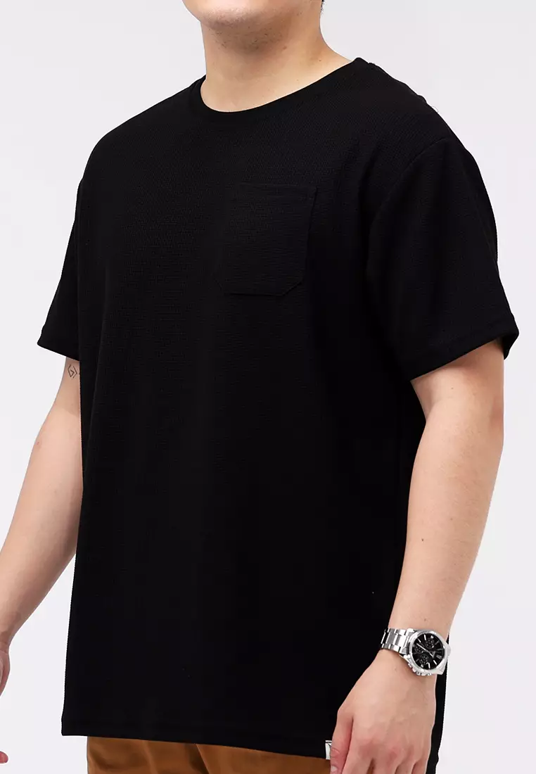 Round Neck Waffle Tee Short Sleeves