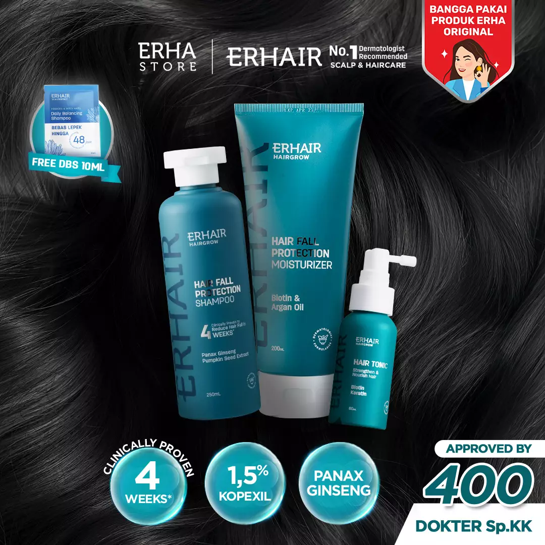 ERHAIR Hairfall Fighter - Bundle Rambut Rontok No#1 Rekomendasi - 250ml