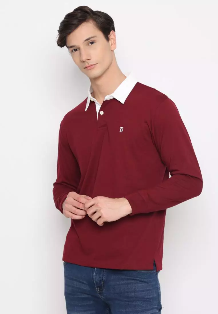 Matsuda Kaos Rugby Polo Shirt Pria Lengan Panjang Fujidera