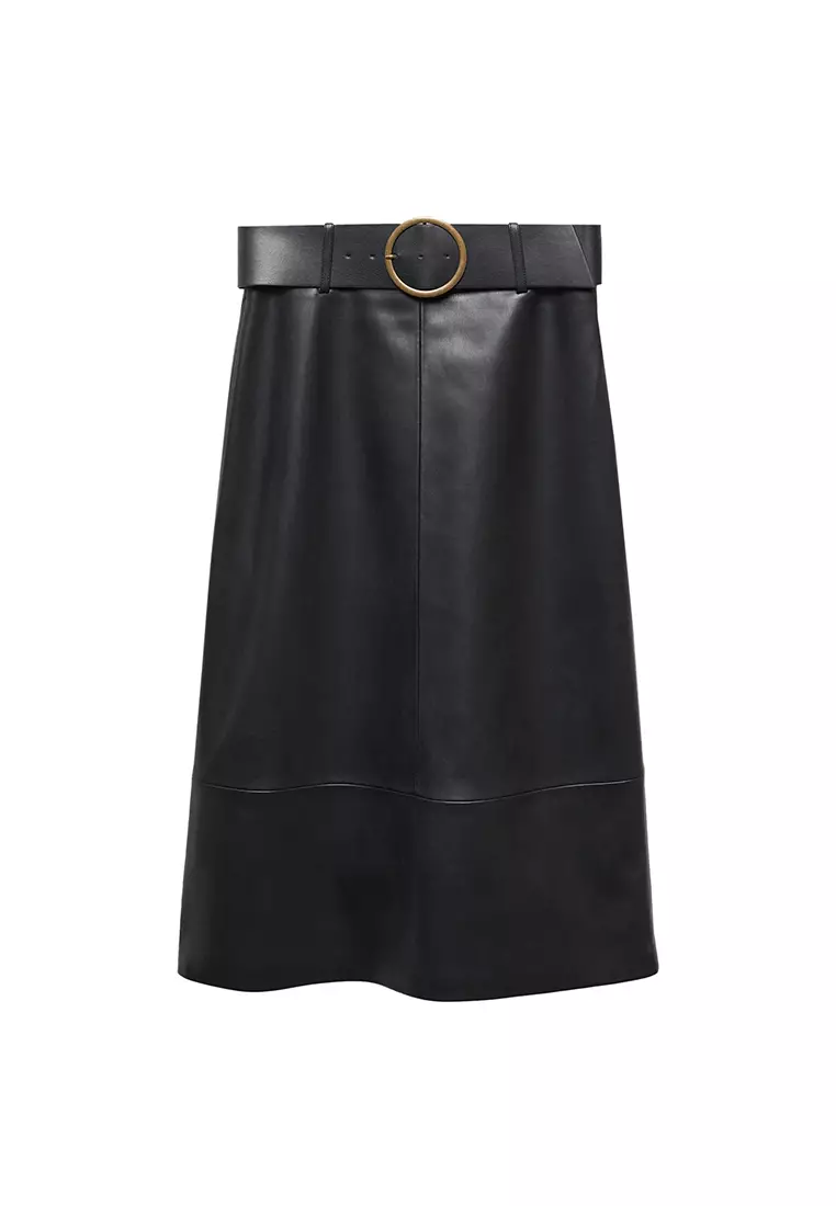 Mango a line cheap midi faux leather skirt