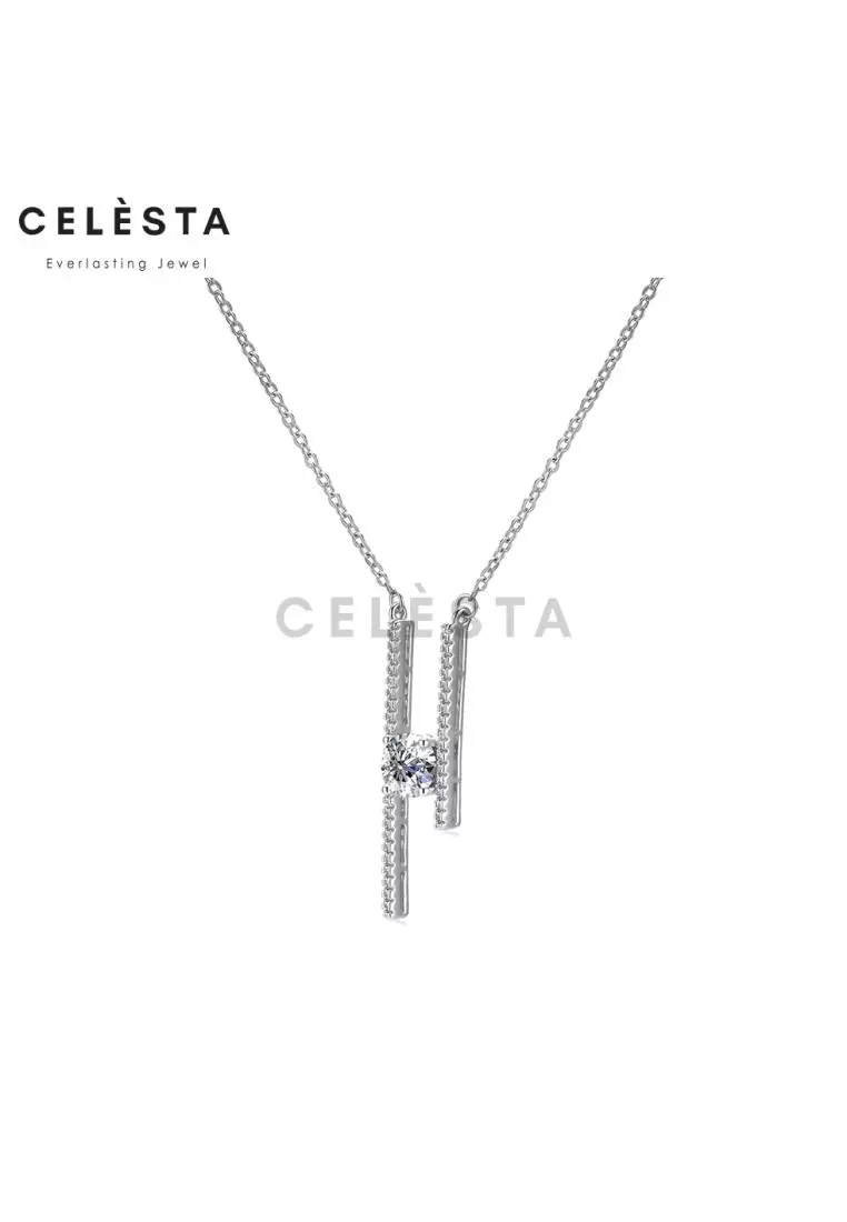 Berlian Moissanite Autre Pendant [GRA CERTIFICATE MOISSANITE DIAMOND] - Kalung Moissanite Diamond 1 CT 925 Silver Celesta by Her Jewellery