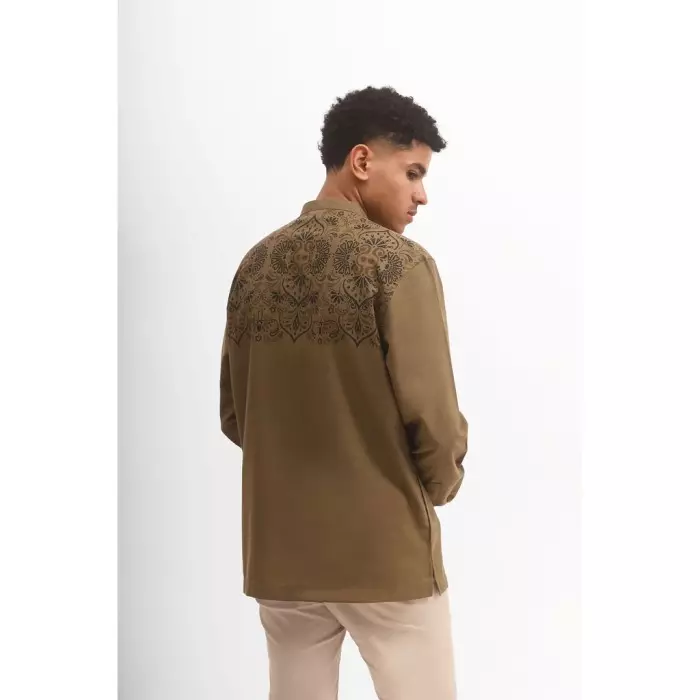 MANZONE Kemeja koko  Lengan Panjang Pria AL BARHAM - OLIVE