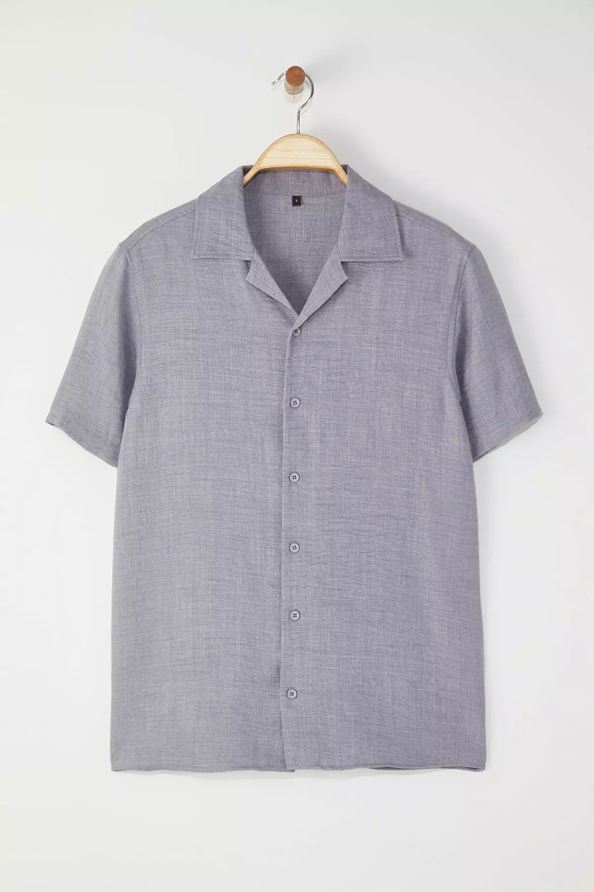 Grey Regular Fit Linen Look Loose Loose Shirt TMNSS25GO00075