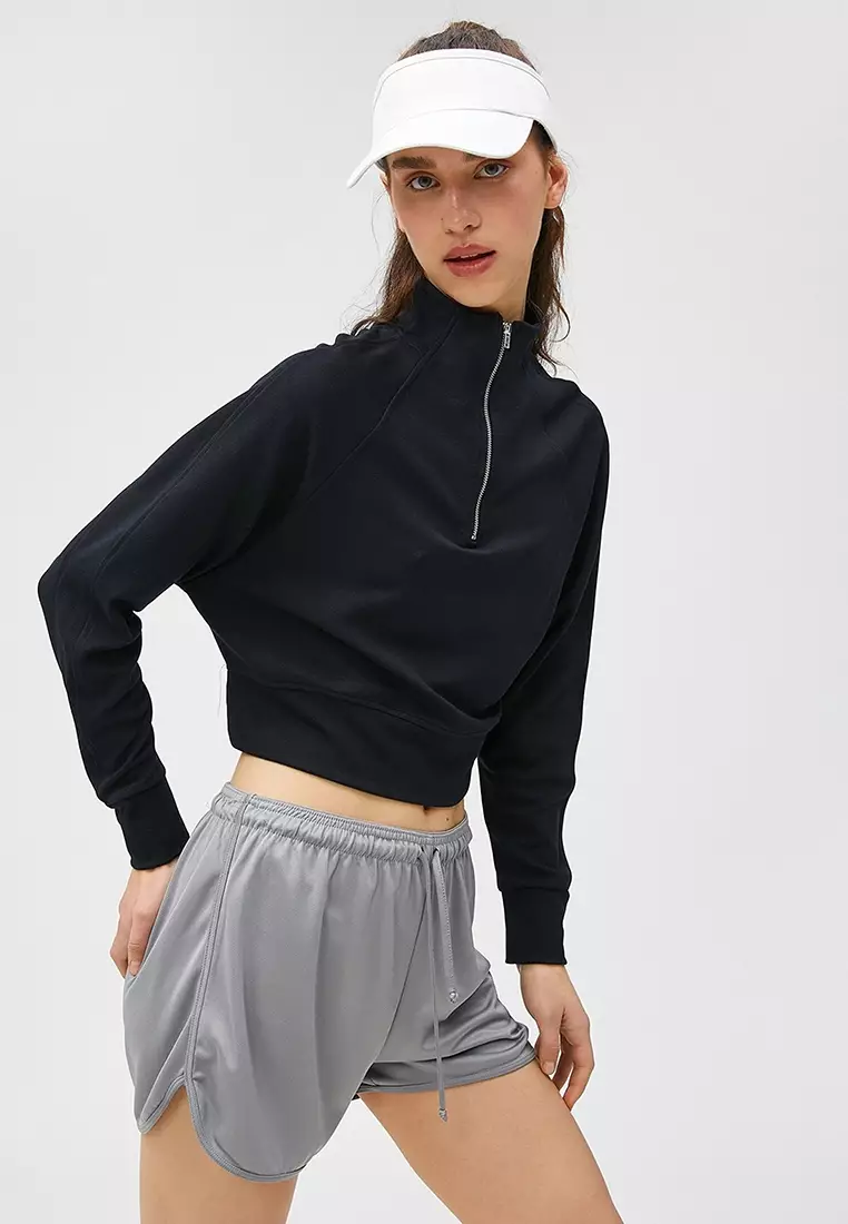 Half zip cropped sweatshirt on sale