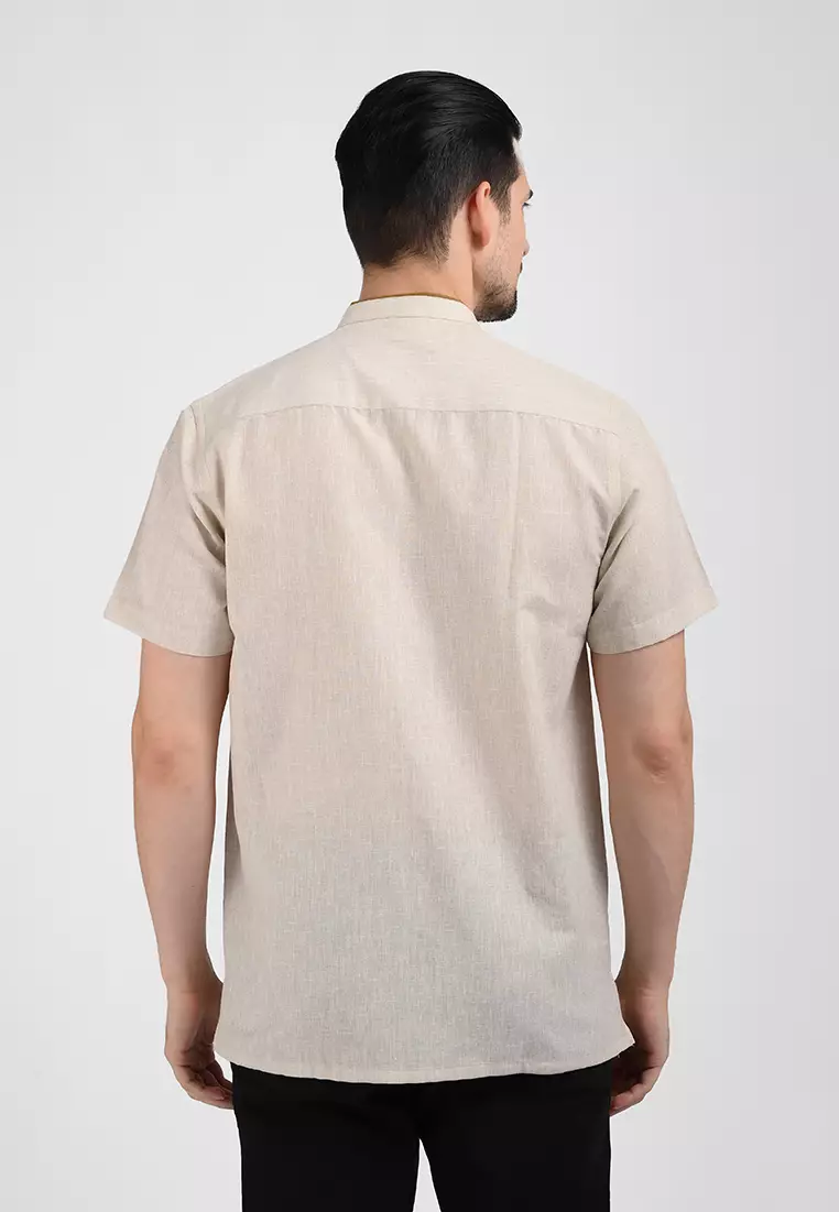 MOC Kemeja Koko Lengan Pendek Pria MIKHA-KHAKI