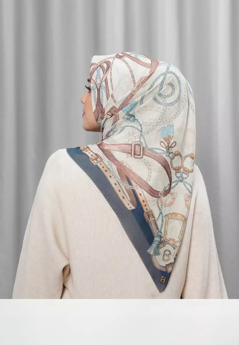 Alexandra Silk Jacquard Square - Marine