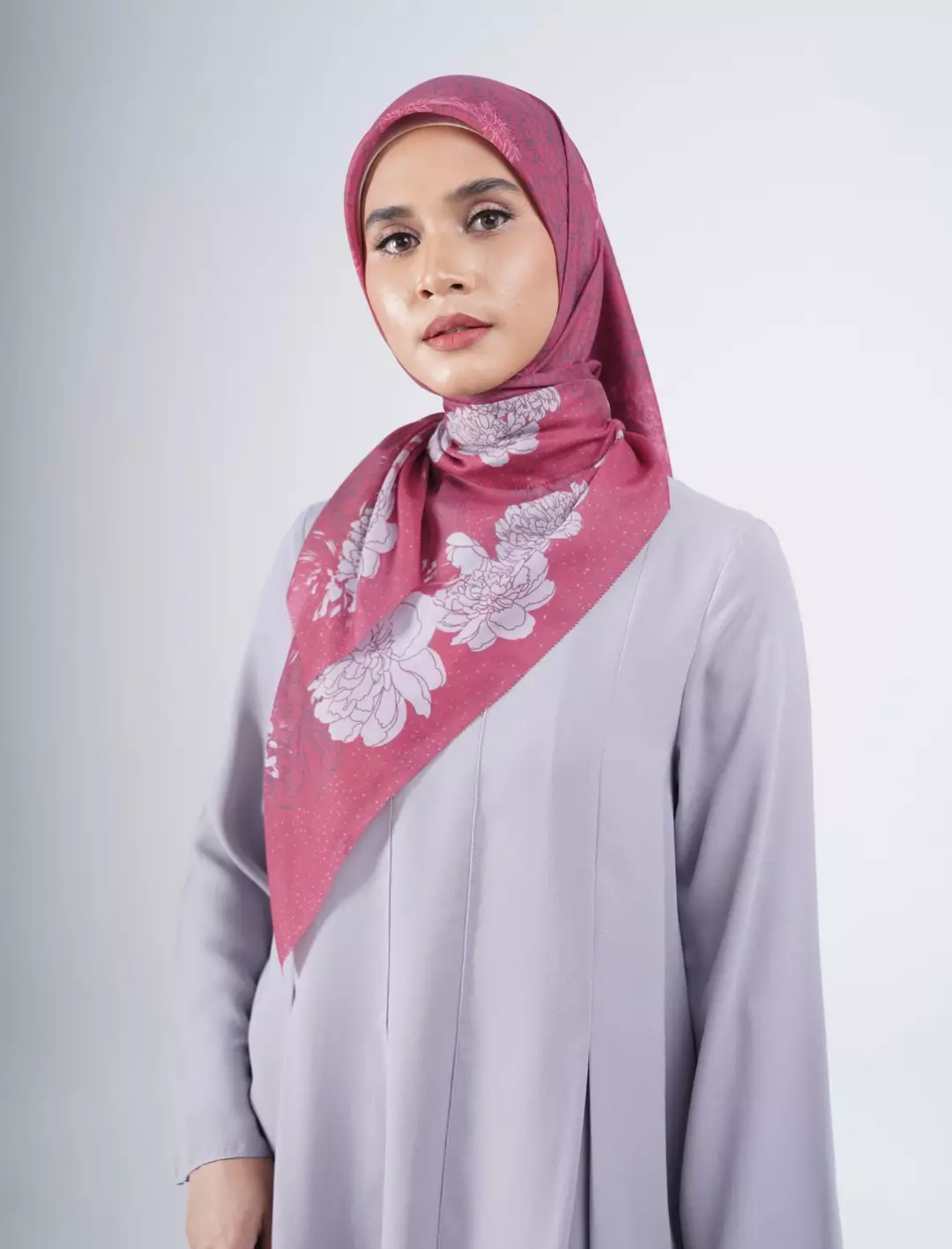 Cezia Printed Scarf Magenta | Hijab Kerudung Segi Empat Motif