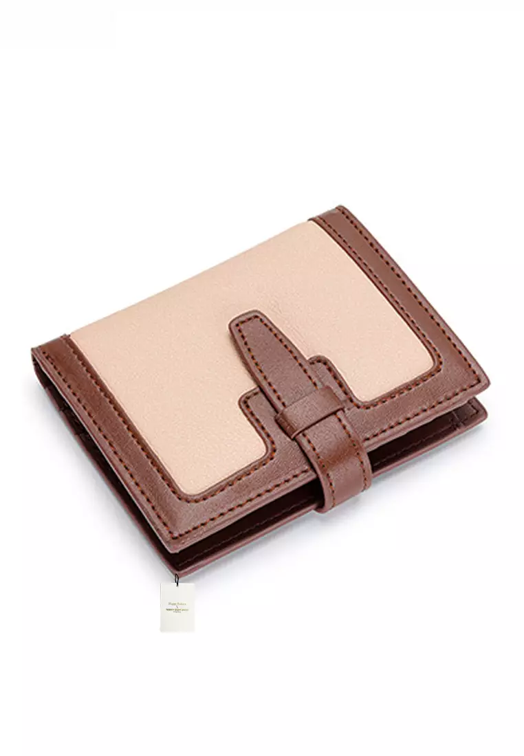 Genuine Calf Leather Color Matching Bi-Fold Wallet JW YT-2203