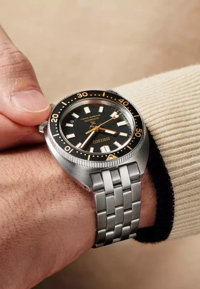 精工 Prospex Heritage Turtle 1968 重新詮釋黑色錶盤不鏽鋼錶帶自動手錶 SPB315J1