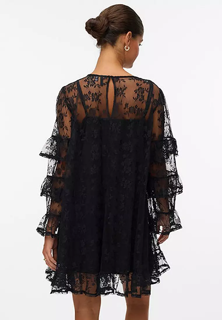 Long Sleeves Lace Jersey Dress