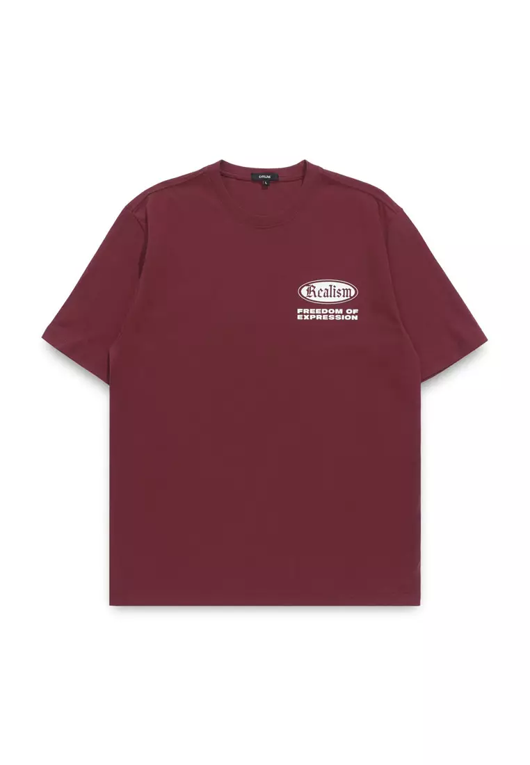 Realism 2 Side Print Relaxed Fit Tee- Maroon