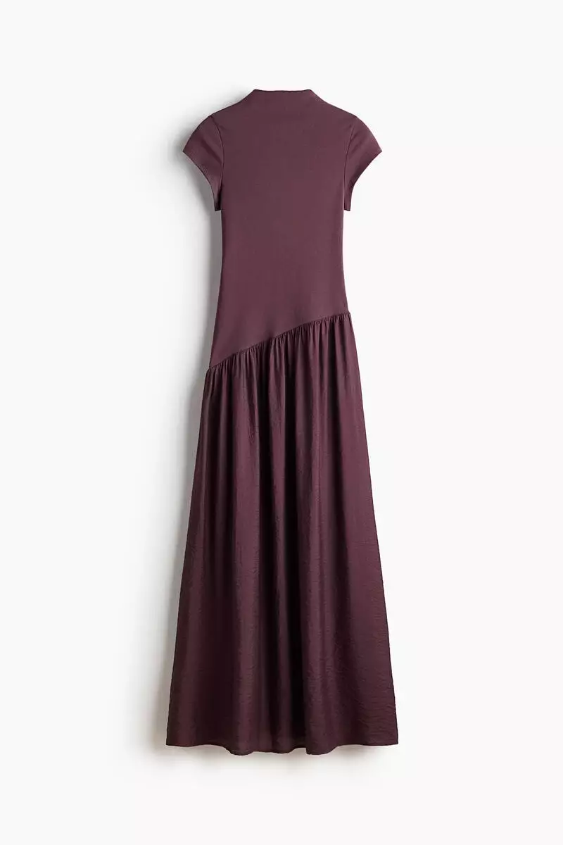 h&m asymmetric dress Buy dual-fabric Online Fashion Long Evening Dress one short cape sleeve Pleated Long Bridal A Color:Silver Cloud