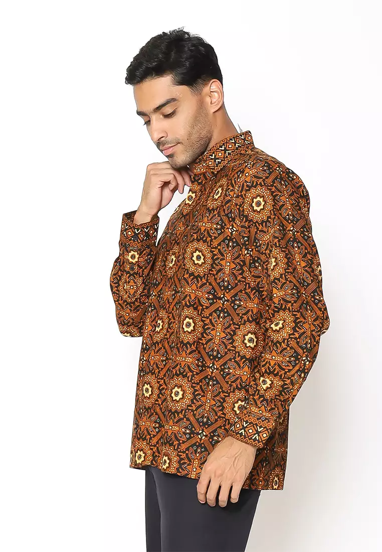 Hadinata Batik Pria Kemeja Panjang Cap Semi Tulis Baskara