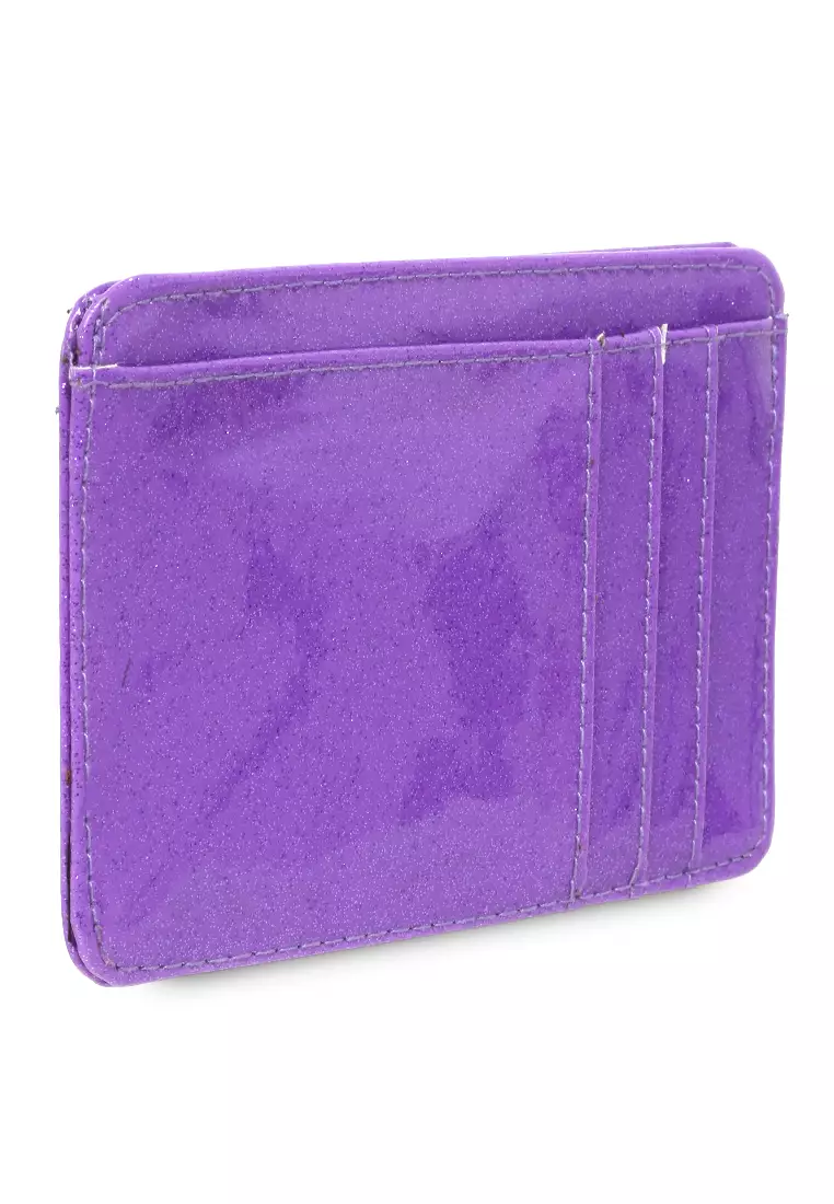 Card Holder Motif Glitter Dompet Wanita Detail 4 Slot Kartu - Purple