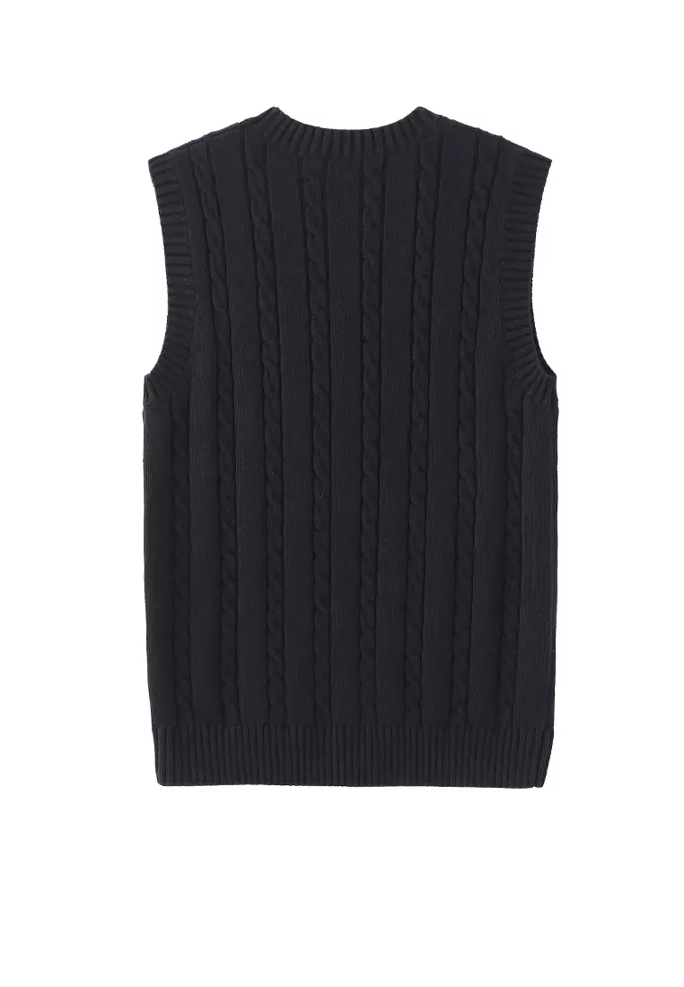 Round Neck Jacquard Knitted Vest XH1960