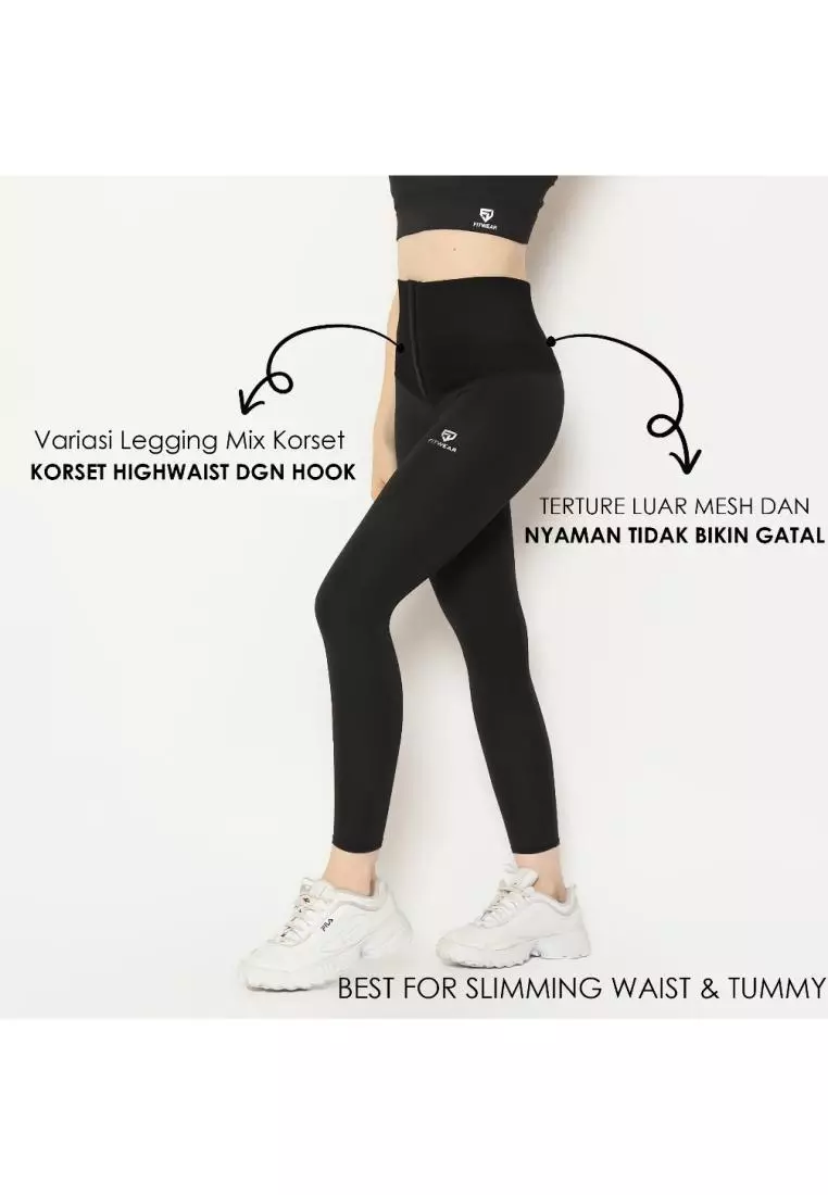 Fitwear - Legging Plus Corset Olahraga Wanita FELICITY SLIM CONTROL - BLACK