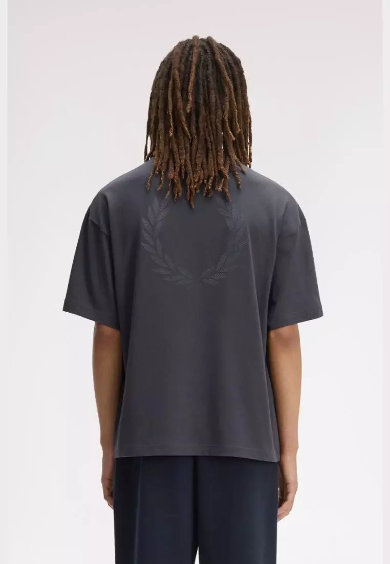 Fred Perry M2474 Back Print Laurel Wreath T-Shirt (Anchor Grey) 