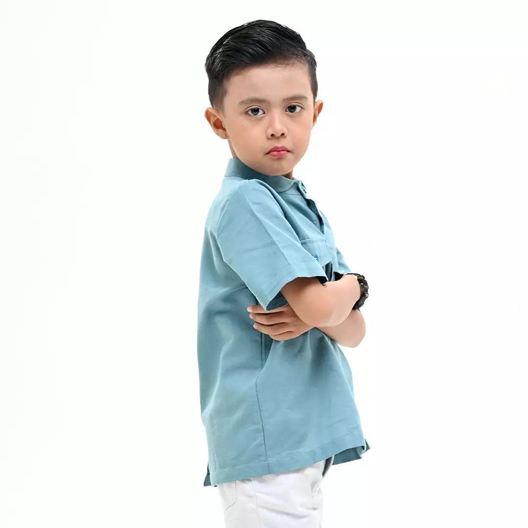 Rabbani - Baju Anak Laki-laki Lengan Pendek Bani Batuta Kemkid Kasyapi Exclusive - Blue Grass