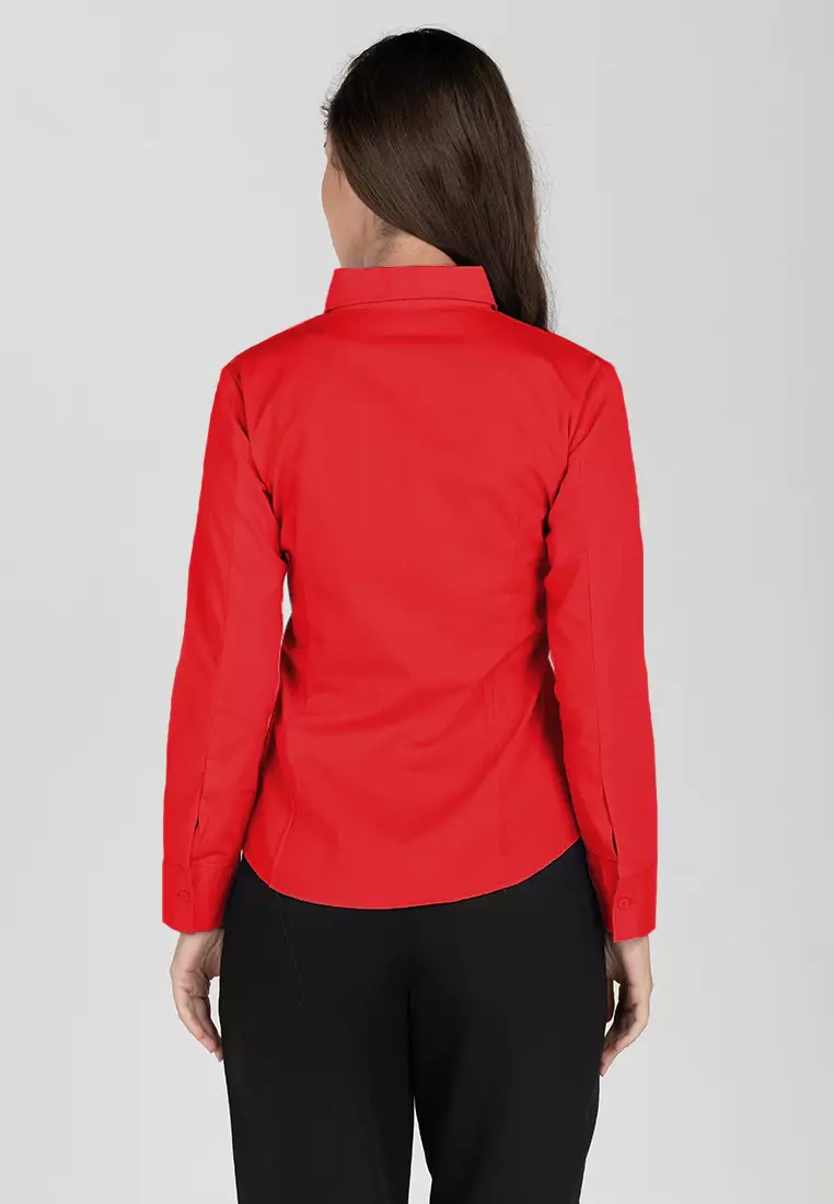 Della Pinstripe Long Sleeve Office Blouse