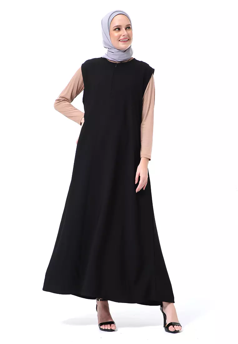 Callista Basic Sleeveless Abaya Busui Friendly Premium High Quality - Black
