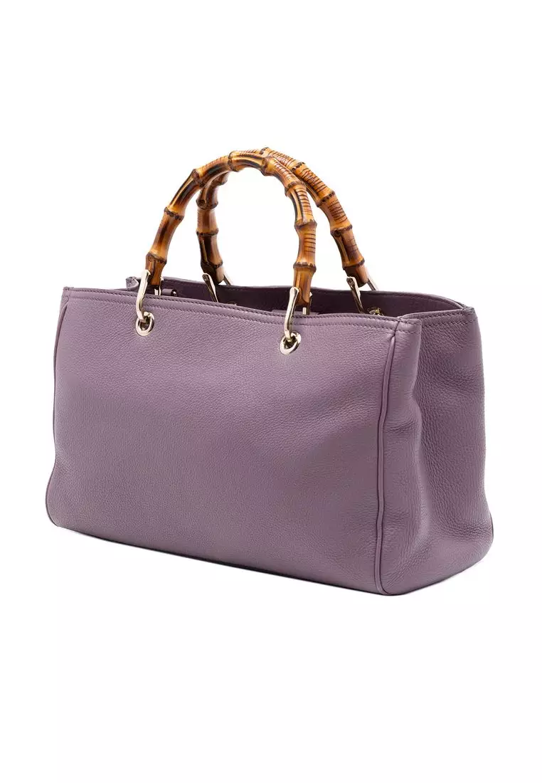 Pre-Loved Gucci Medium Calfskin Bamboo Shopper Satchel