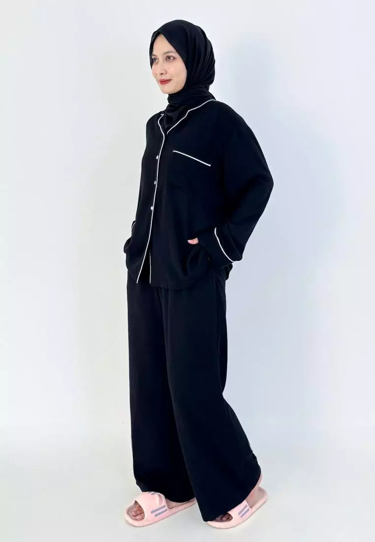 Rara Set (Setelan Piyama Lengan Panjang Wanita) Hitam