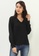 ONLY black Chili Long Sleeves V-Neck Top 67578AAFC778CBGS_1