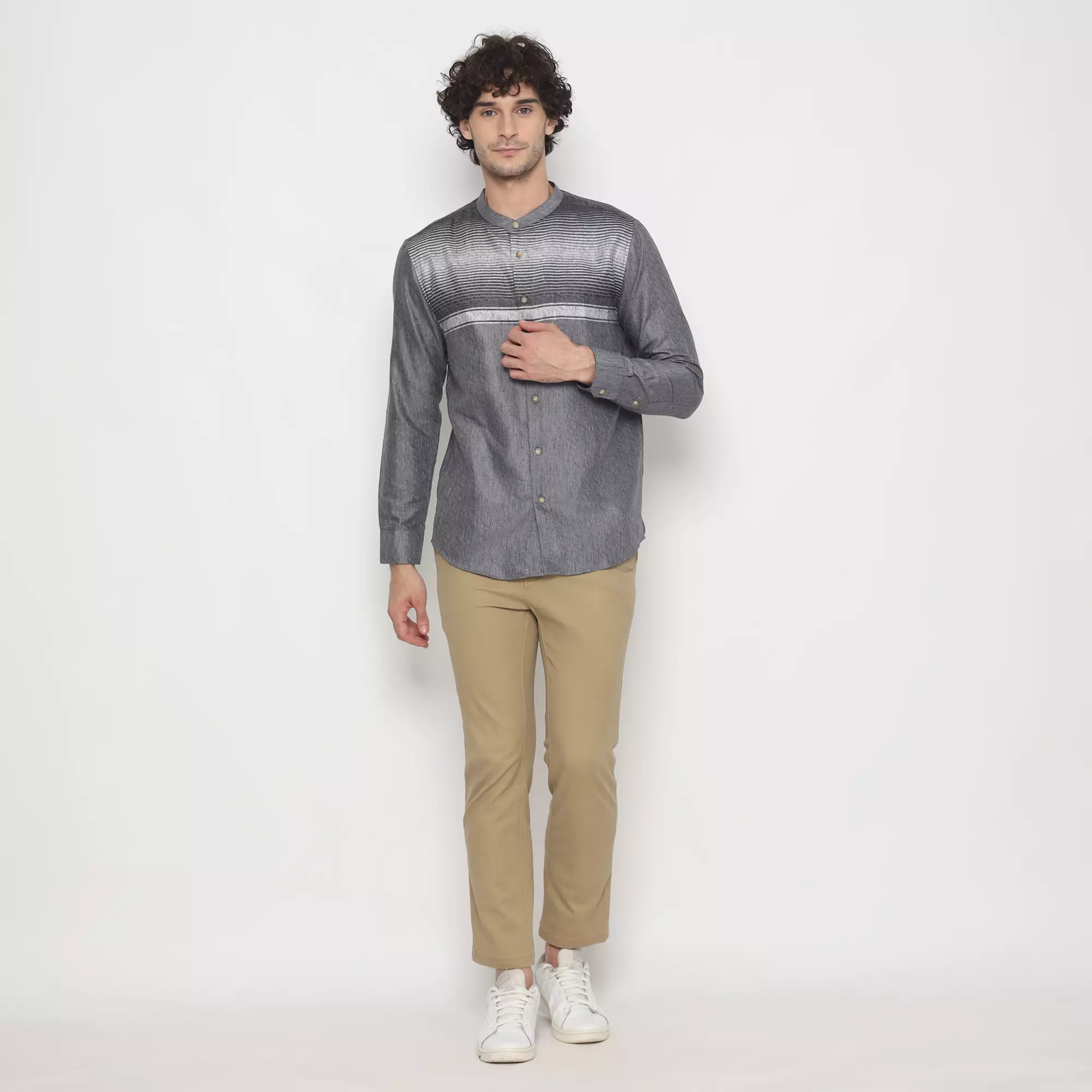 Platini Kemeja Pria Koko Shanghai Lengan Panjang Katun Hitam 961294