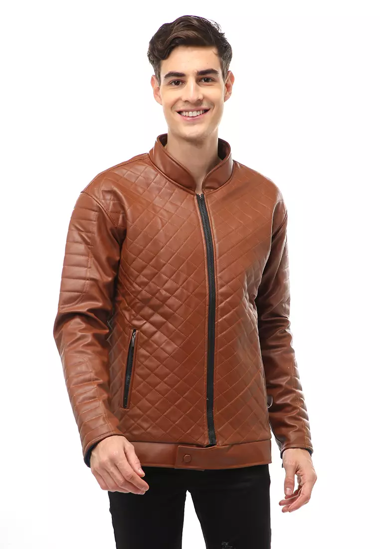 Halbert Outerwear Jaket Kulit Pria Waterproof & Windproof Material Leather ORIGINAL - Brown